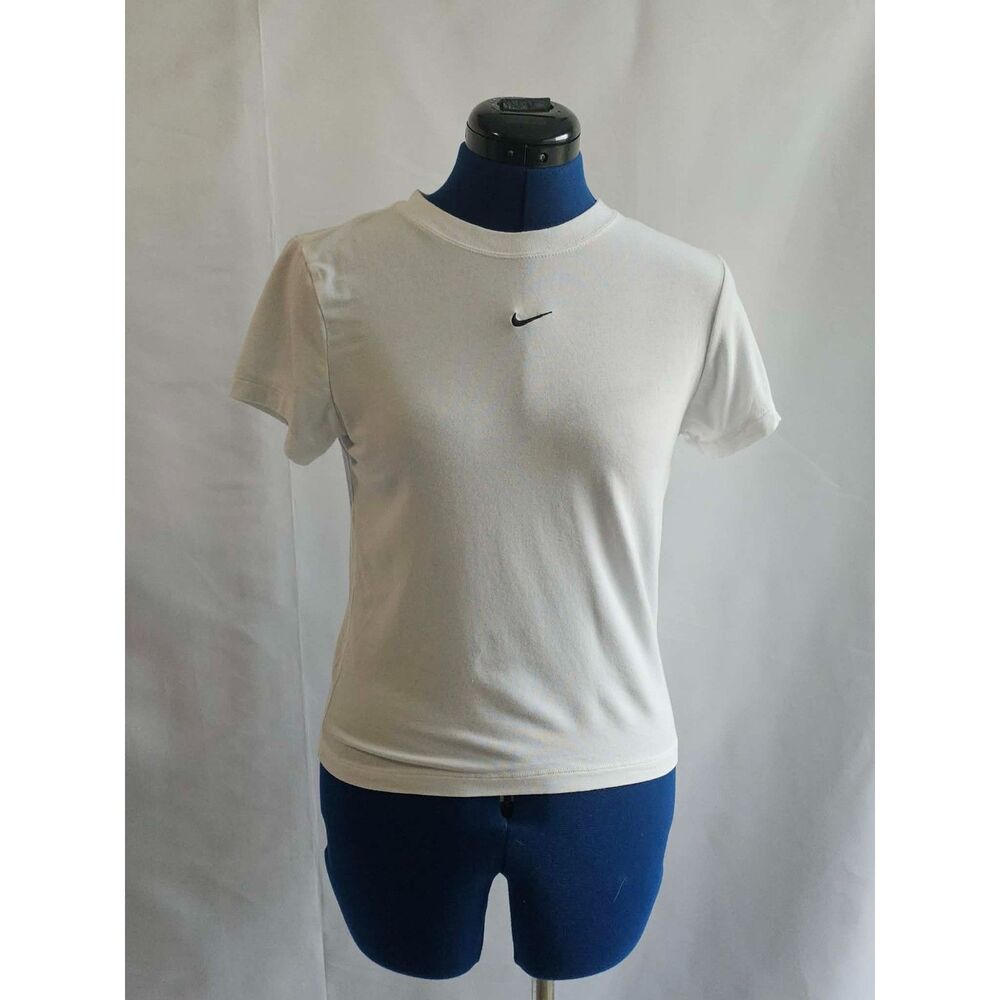 Nike The Nike Tee White Swoosh T-Shirt Size S Soft Stretch